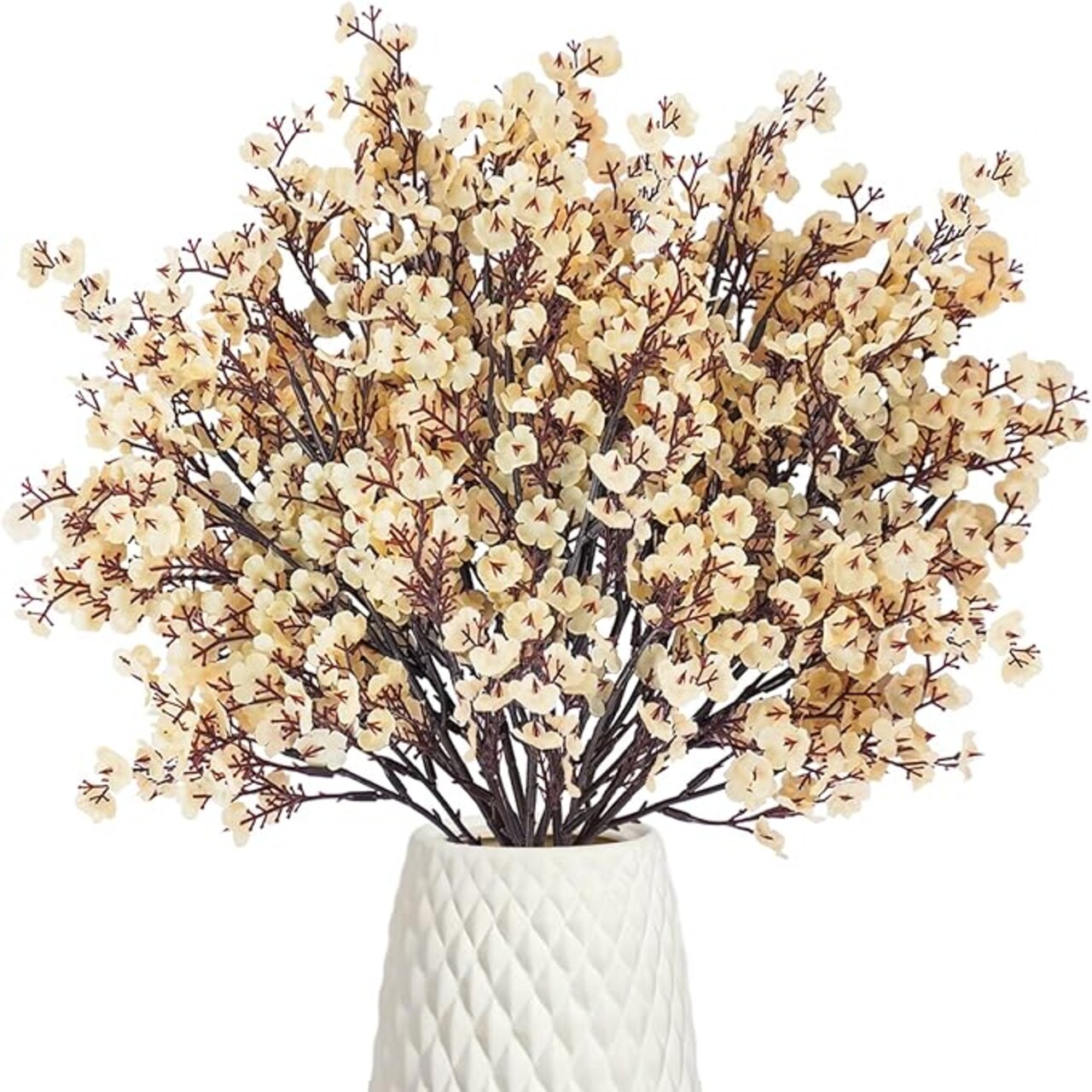 6pcs Champagne Baby’s Breath Artificial Flowers, Real Touch Faux Gypsophila Silk Bouquet, 21.7 Inch Fake Flowers for Wedding, Home, Office, Centerpieces & DIY Decor
